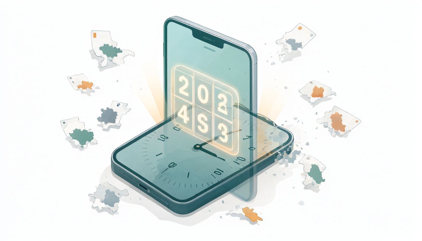 Un téléphone avec un code SMS et un chiffre de 20 minutes à l'écart - la métaphore du numéro temporel et une session d'activation limitée